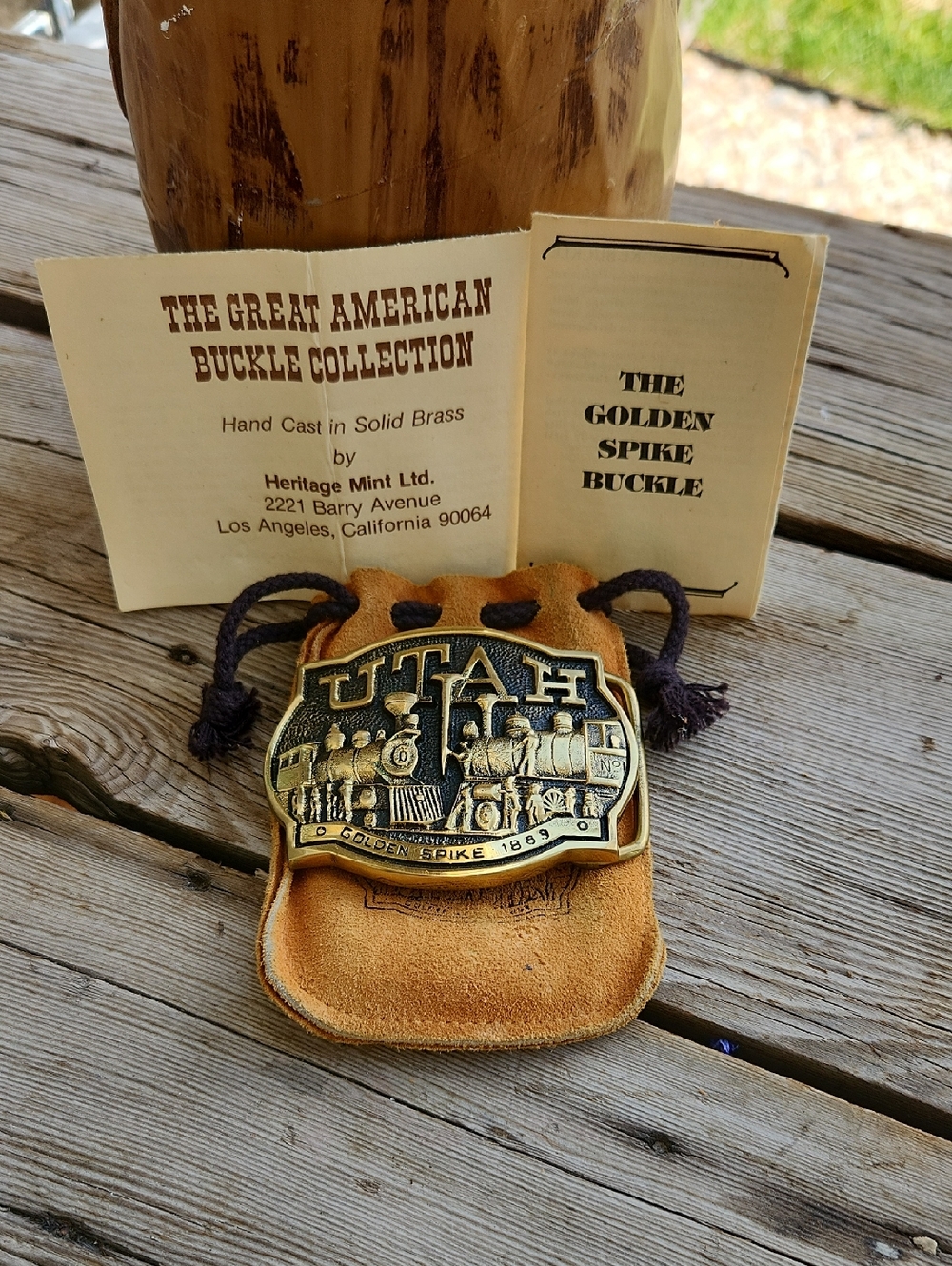Heritage Mint Solid Brass Utah Golden Spike 1869 Collectible Belt Buckle